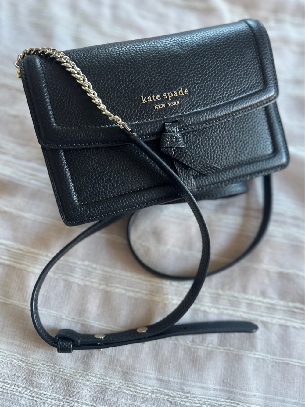 Kate Spade Mini Knott Pebbled Leather Crossbody/Clutch Black Bag NWOT